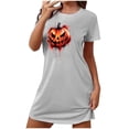 thumbnail image 3 of Pyjamas d'Halloween pour Femmes, Grande Taille, Robe de Nuit Courte avec Imprimé Poitrine et Col Rond, Tissu Polyester Doux pour un Sommeil Confortable Ou Tenue Décontractée, 3 of 3