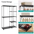thumbnail image 3 of Metal Clothes Rack with 2 Hanging Rod and 4 Shelves, 45" Wide Portable Wardrobe Closet Organizer, Garment Rack Clothing Shelf, Black, 3 of 9