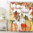 thumbnail image 6 of Watercolor Pumpkin Autumn Shower Curtain Set with Hooks Floral Fall Thanksgiving Harvest Bathroom Bathtubs Decor Easy Care Washable Durable Polyester Fabric 72"x72"(White), 6 of 6