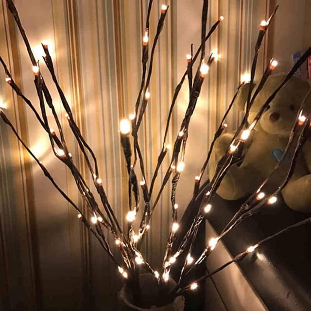 Lights Branches Autohigh, 60 luces LED en forma de ramita, color blanco cálido, 3 unidades