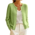 thumbnail image 2 of Brnmyaeo Women's 2026 Fall Cable Knit Cardigans Crew Neck Button Down Front Sweaters Casual Long Sleeve Soft Stretchy Open Front Outerwear, 2 of 6