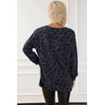 thumbnail image 5 of Ushdele Chic Animal Print Split Neck Waffle Knit Pullover - Grey, Sizes S-XL, 5 of 8