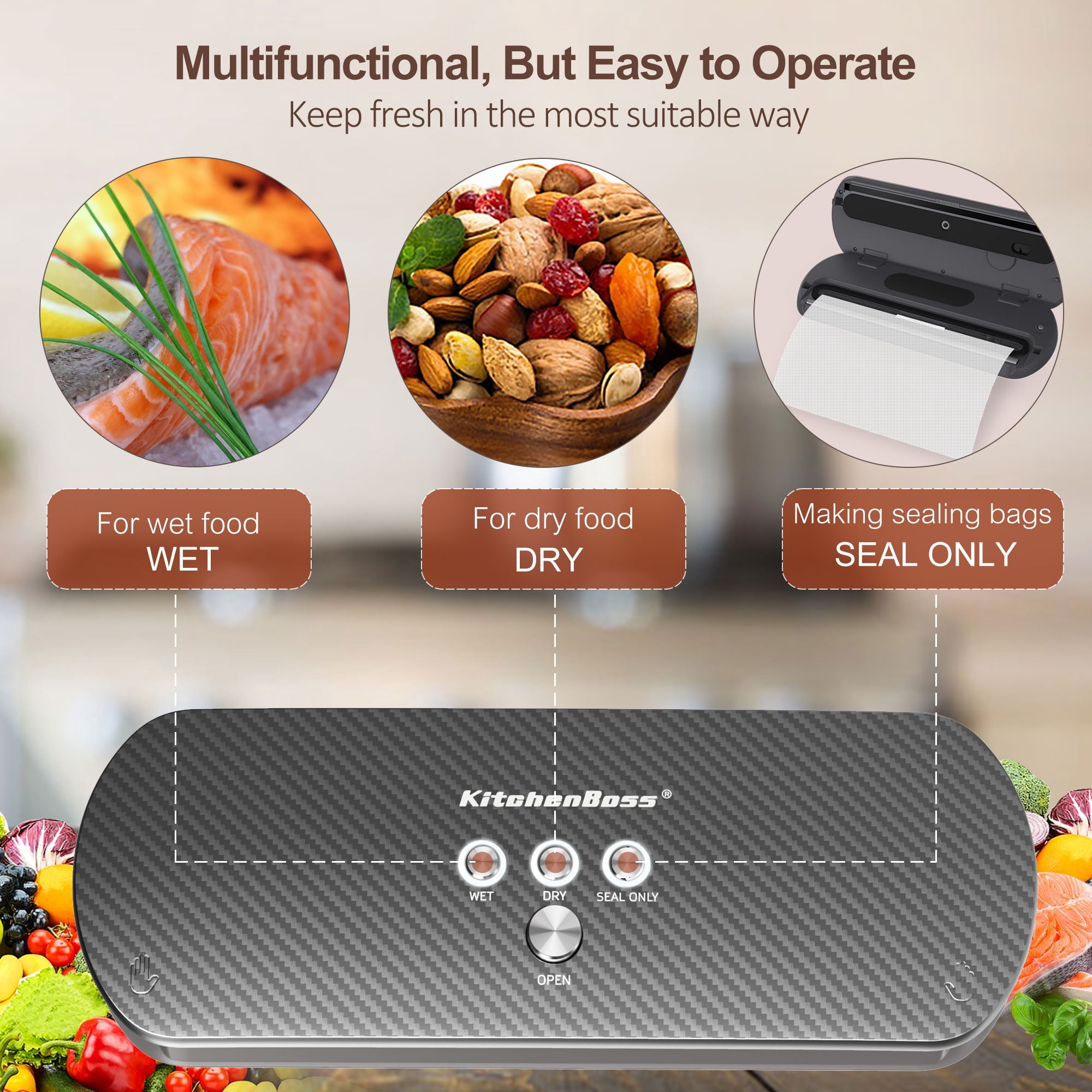 KitchenBoss Packaging machines, Automatic Compact Food Packaging Machine, Vacuum Sealer Machine