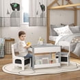 thumbnail image 2 of Kids Play Table Set 3PC Reversible Top Chalkboard Storage Bookshelf Gray Educational, 2 of 7