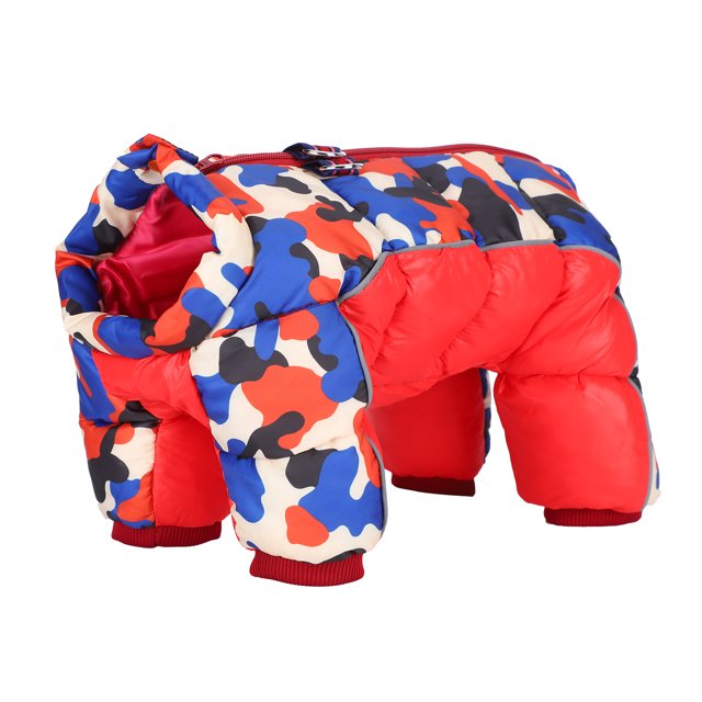 Ropa para perros, monos cálidos de invierno, ropa de camuflaje rojo, abrigo grueso para cachorros, 10 unidades