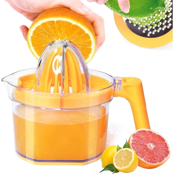 Blusmart Manual Citrus Juicer 17oz, Lemon Squeezer Cup with Dual Heads, BPA Free Orange Lime Hand Press Juicer, Measuring Container,  4-in-1