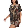 thumbnail image 2 of Fuzoiu Bald Eagle Soldier Print Women's Short-Sleeved Pajama Set,Lounge Sleepwear Set,Womens Pajama Sets 2 Piece,Button-Up Top and Shorts with Pockets-4X-Large, 2 of 7