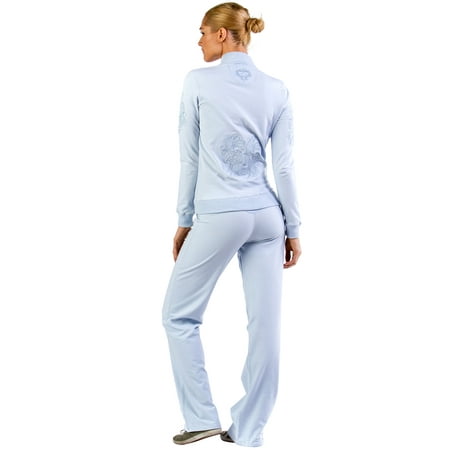 Download Women's - Women's Mock Neck Embroidered Lounge Tracksuit ...