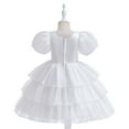 thumbnail image 2 of Flower Girls Dresses Pearl Puff Sleeve Tulle Wedding Princess Dress for 4-9Year, 2 of 7