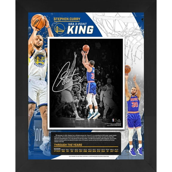 Stephen Curry Golden State Warriors Framed 16" x 20" NBA All-Time 3 Point Leader Floating Photo Collage - Fanatics Authentic Certified