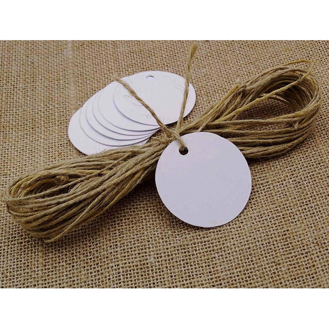 100 Pcs White Card Paper Rectangular Shape Bonbonniere Wedding Favor Tags with Free Natural Jute Twine