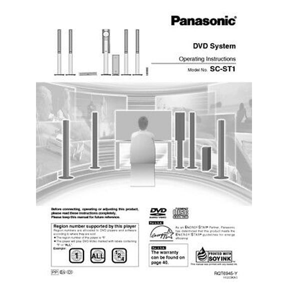 Instruction Manual ONLY for Panasonic SC-ST1 DVD System Owners Instruction Manual REPRINT