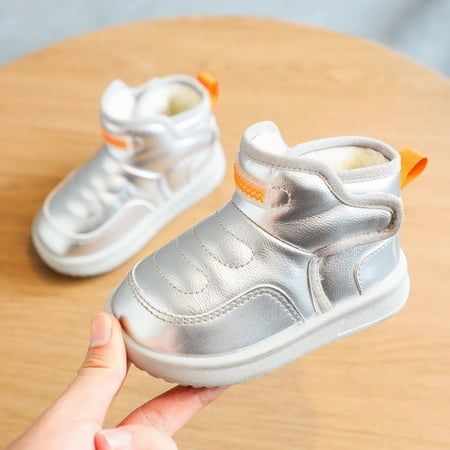 

Cathalem Little Kid Shoes Baby Shoes Toddler Boots Fashion Soft Bottom Toddler Shoes Plus Velvet Thick Non Girls Light up Shoes Shoes Silver 3 Years