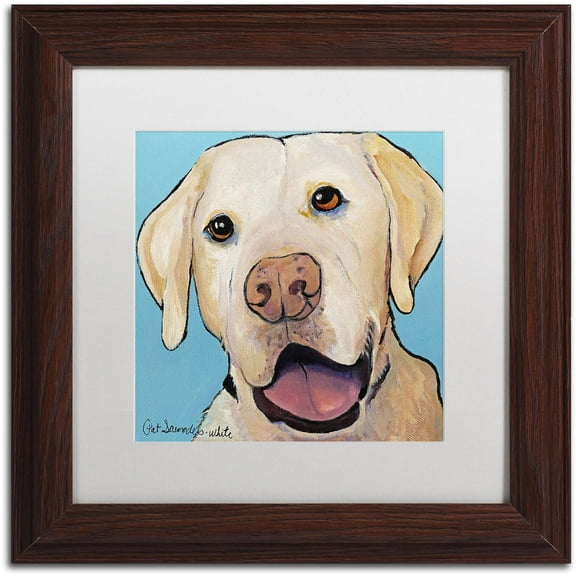 Trademark Fine Art "Lucky Dog Canvas Art" Canvas Art by Pat Saunders-White, White Matte, Wood Frame