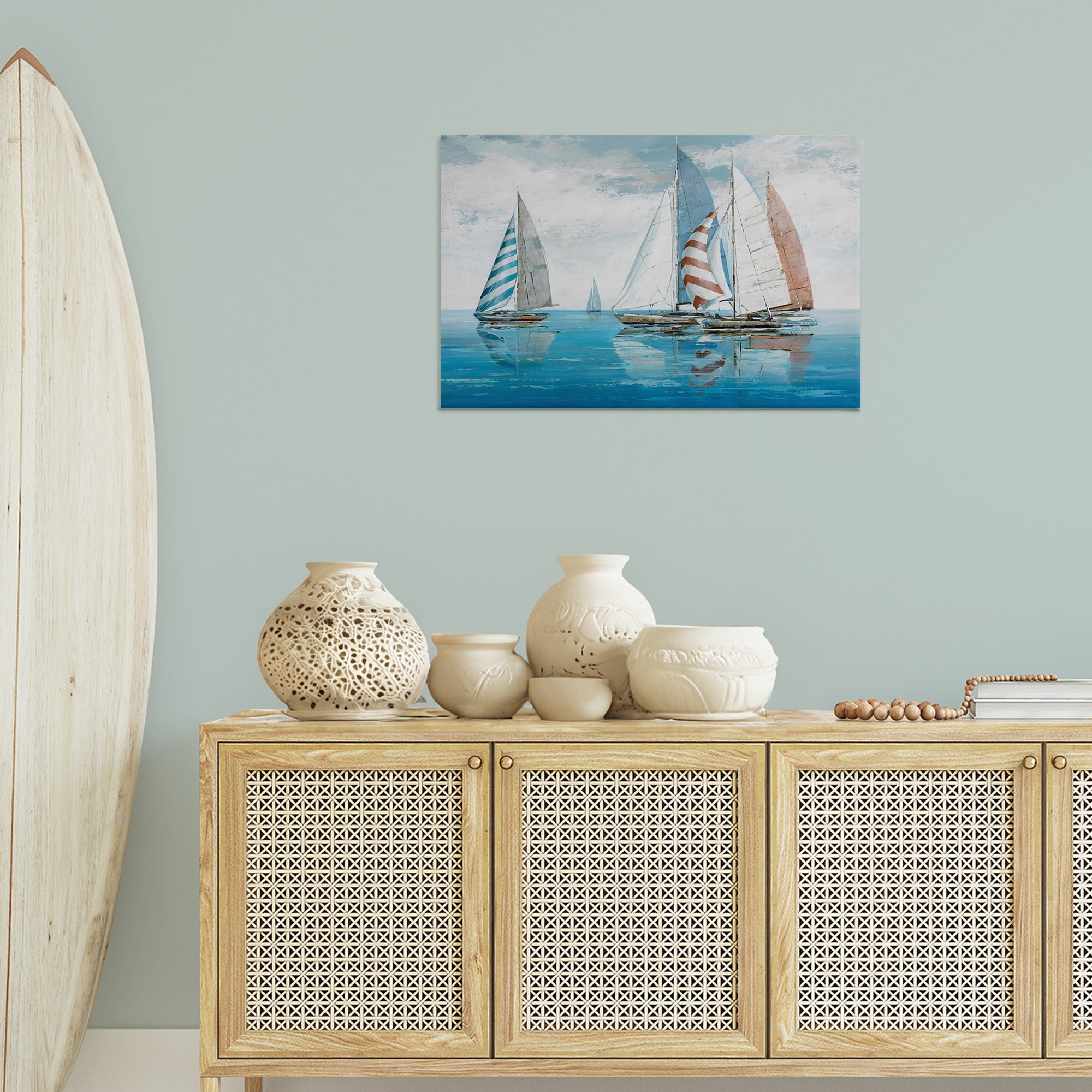 Stupell Industries Maritime Ocean Yachts Nautical & Beach Painting Wrapped Canvas Art Print Wall Art, 30 x 20