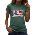 thumbnail image 2 of Women's American Flag Letter Print Short Sleeve Top Round Neck Independence Day Tee Shirt, 2 of 7