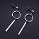 thumbnail image 4 of Pendientes de acero inoxidable Yashi en tono plateado con forma de barra y aro colgantes, 4 of 4