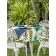 thumbnail image 3 of Outdoor Tablecloth with Umbrella Hole for Patio/Picnic/Party/Camping, Spring Botanical Waterproof Table Cloth Round Cover Washable, Watercolor Leaves Floral Rustic Cream (Dia 54"), 3 of 8