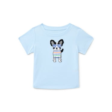Wonder Nation Baby Boy Short Sleeve Chenille Detail T-Shirt, Sizes 0-24 Months