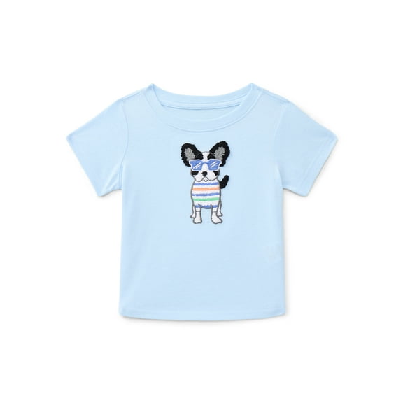 Wonder Nation Baby Boy Short Sleeve Chenille Detail T-Shirt, Sizes 0-24 Months