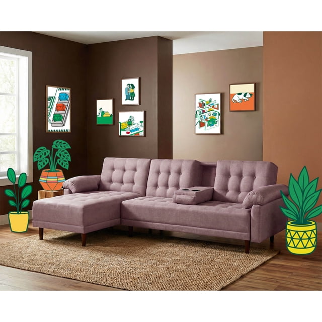 Sala Modular Sofá Cama Makora Lino Palo de Rosa Modelo Mosley