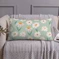 thumbnail image 3 of King Pillow Cases Standard Size - Daisies Flowers Light Green Soft Envelope Closure Microfiber Block Print Pillow Cover, Wrinkle Stain Resistant Travel Pillow Covers Standard Size 20x36in, 3 of 7