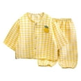 thumbnail image 2 of Spazoro Little & Big Girls Leisure Outfit Sets, Cotton Plaid Summer 2-Pieces Short Sleeve Shirt and Pants Sets Yellow Size 4-5T, 2 of 5
