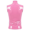 thumbnail image 4 of Sxiwei Women's Wetlook Patent Leather Crop Tops Zipper Open Shirt Latex Punk Tops Tank Top Pink L, 4 of 7