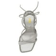 thumbnail image 3 of FSJ Women Graceful Rhinestones Square Open Toe Sexy Lace Up Heels Strappy Sandals Slanted Stilettos High Heel Prom Shoes Size 15 Silver, 3 of 3