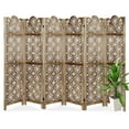 thumbnail image 4 of Fionafurn 6 Panel Carved Room Divider,Wooden Screen Folding Decorative Portable Privacy Partition,Brown, 4 of 8