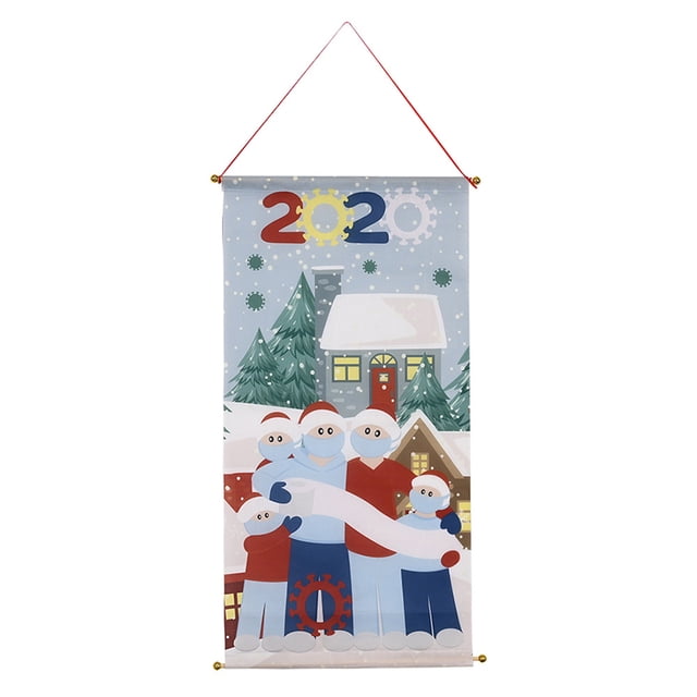 Inteprter 1 unidad de bandera colgante de Navidad Feliz Navidad Santa Claus muñeco de nieve decoraciones para el hogar decoración colgante de Navidad Kits de decoración para fiestas Familia Inteprter HA001468-02