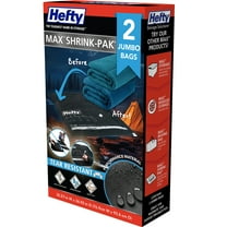 Hefty Max Shrink-Pak 2 Jumbo Vacuum Compression Bags, Closet Garage Organizers, Black, Adults / Tweens