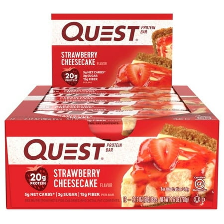Quest Protein Bar, Strawberry Cheesecake, 20g Protein, 12 (Best Protein Bars For Keto)
