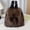 Dark brown, variant on Women's Faux Fox Fur Backpack – Large Capacity Drawstring & Magnetic Snap Closure, Casual College Student Shoulder Bag with Flap Design, Soft Plush & Stylish for Daily Use