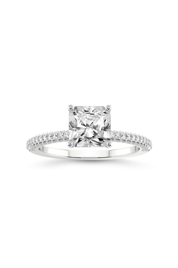 2 Carat IGI Certified Radiant Shape Lab Grown Diamond Engagement Ring | 14K White Gold | Grace Micro Pave Eternity Lab Diamond Ring | FG-VS1-VS2 Quality Friendly Diamonds