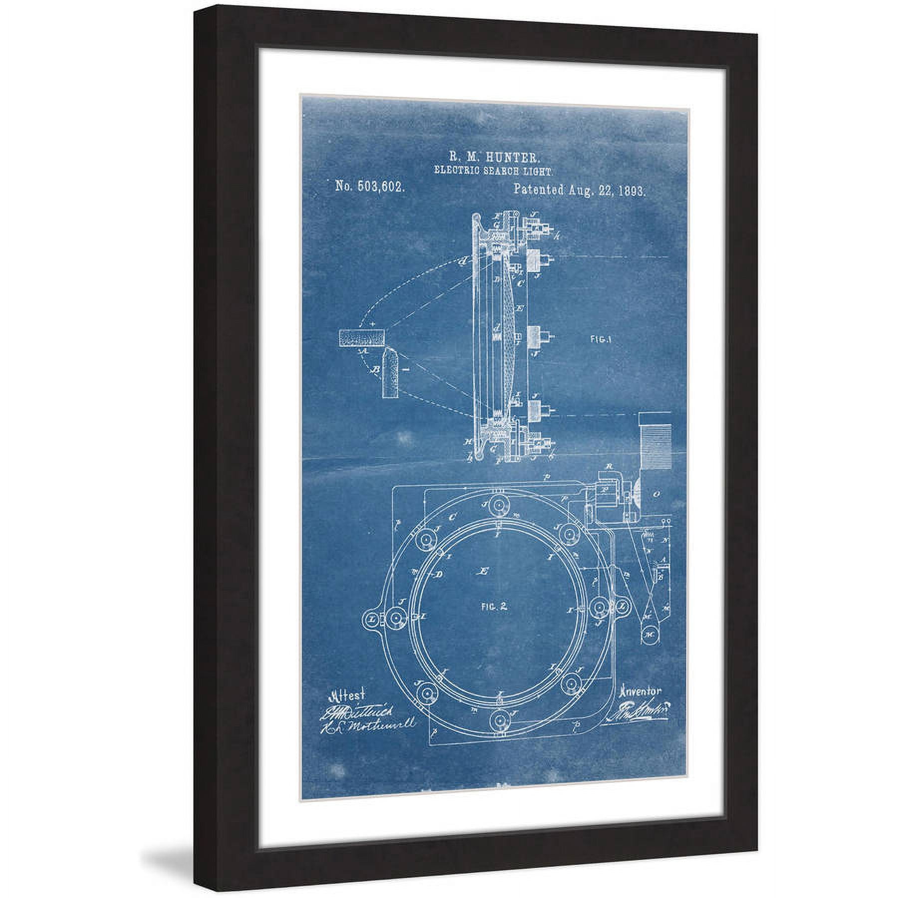 "Searchlight 1893 Blueprint" Framed Painting Print