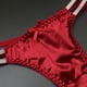 thumbnail image 4 of Tanga sexy de satén de seda fría, suave, hueca, de color sólido, de algodón, a la moda, para mujer, de cintura baja, 4 of 6