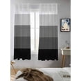 thumbnail image 5 of Black Grey Ombre Curtains 72 Inch Length,Sheer Curtains for Bedroom Living Room Window Modern Abstract Art Farmhouse Striped Rod Pocket Drapes Kitchen Curtains Small Half Window 52"x72" 2 Panels, 5 of 6