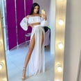 thumbnail image 3 of Fortune Femmes Maille Pure Bikini Cover-ups Transparentes Crop Tops Jupe 2pcs, 3 of 3