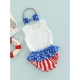 thumbnail image 3 of Biekopu Baby Girl’s Tops and Shorts Set Fashion Sleeveless Romper and Independence Day Short Pants with Headband, 3 of 8