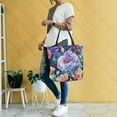 thumbnail image 4 of FORMRS Womens Canvas Tote Bag with Zipper Inner Pocket Shoulder Handbag, Puprle Ethereal Floral Harmony, 4 of 7