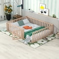 thumbnail image 3 of Bellemave Queen Size  Floor Bed with Fence and Door, Wood Montessori Bed Frame, Floor Bed Frame, Slats Not Included (Queen,Natural), 3 of 13