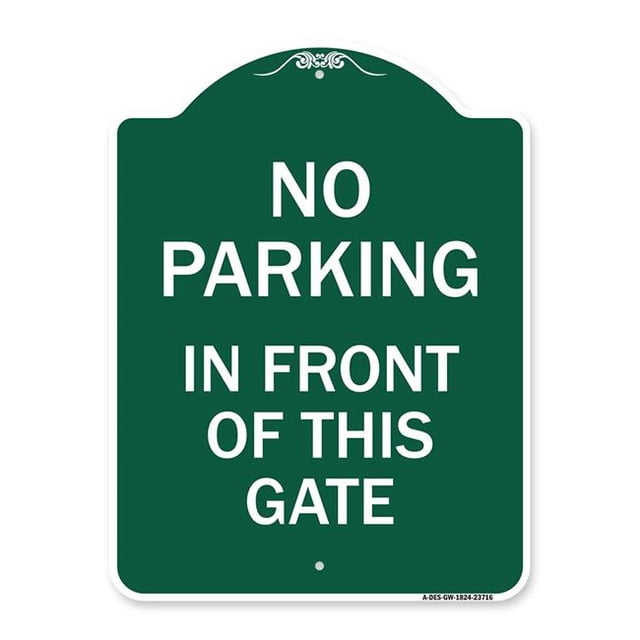 SignMission A-DES-RW-1824-23716 18 x 24 Po Signe de la Série Designer - Pas de Stationnement devant Cette Porte&44; Rouge & Blanc