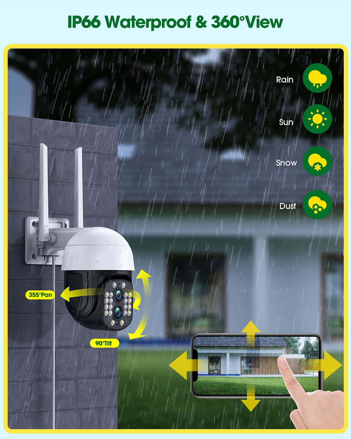Toguard 4MP Wired Security Camera Dual Lens Zoom Surveillance