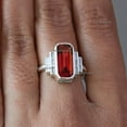 thumbnail image 5 of 925 Sterling Silver Long Garnet Ring, Octagon Garnet & Baguette Diamond Ring, Art Deco Statement Ring, Large Ring, Party Wear Ring, 5 of 5