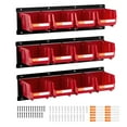 thumbnail image 1 of VEVOR Wall Mounted Storage Bins, 12 Plastic Bins & 3 Metal Rails, Plastic Hanging Stackable Storage Bin for Screws, Nuts, Bolts, Nails, Hardware Tool Organizer for Workshop, Craft Room, Garage, Red, 1 of 9