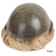 thumbnail image 6 of Thin Skin Male Hair Prosthesis Soft Full PU Base Men's Toupee Double Knot Brown Roots Ombre Blonde Color Hairpiece Wig Indian Human Hair System Units, 6 of 7