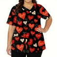 thumbnail image 3 of Dwralegc Women's Valentines Printed Scrub Tops V Neck Tee Love Heart Print Short Sleeve Nursing Oversized Shirt with 2 Pockets Uniform Vermilion XL, 3 of 5