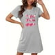 thumbnail image 4 of Camisón corto de talla grande para mujer, camisón de manga corta con estampado de pecho a la moda, camisón para mujer, 4 of 5