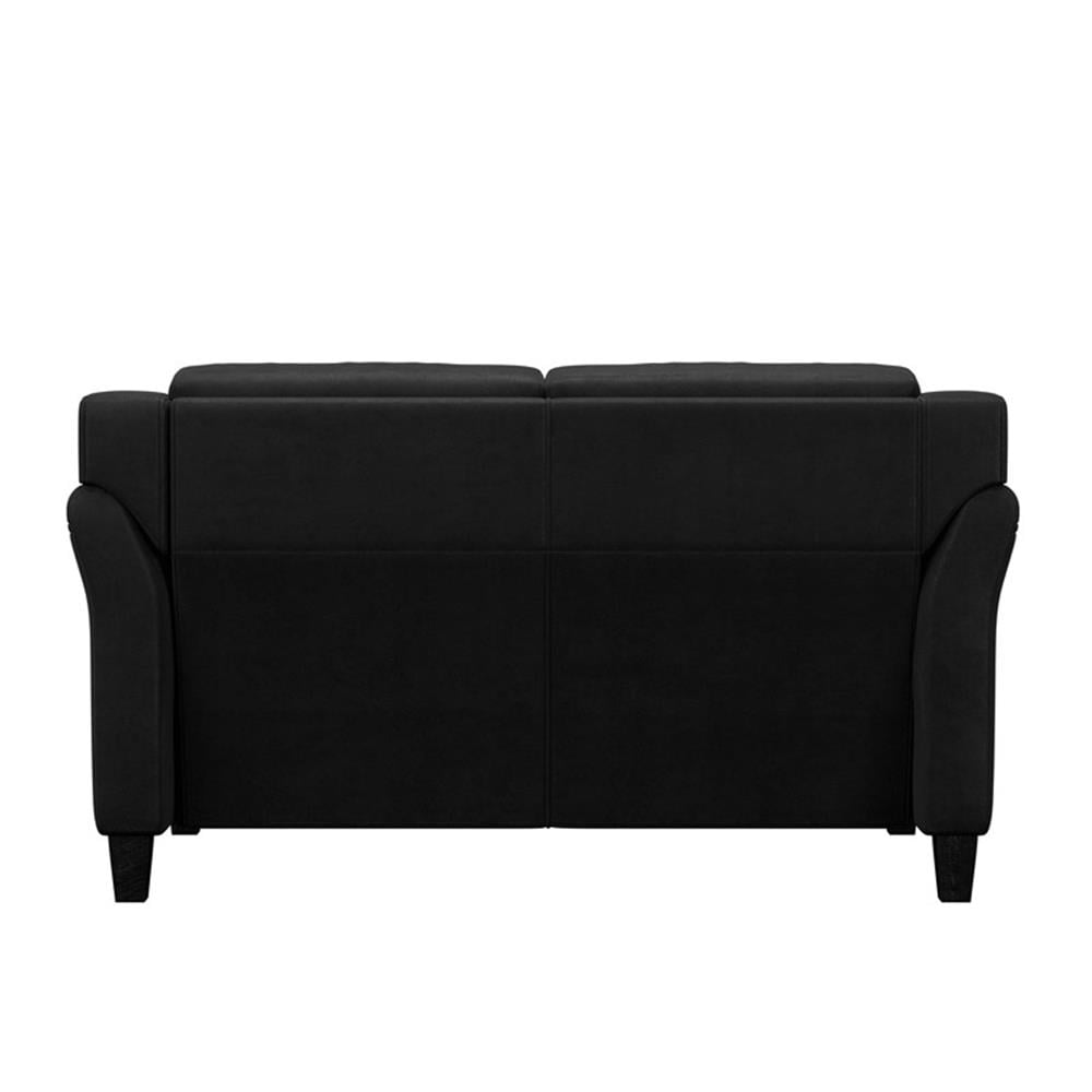 Home Square 3-Piece Set with Microfiber Chair & Loveseat & Sofa in Black